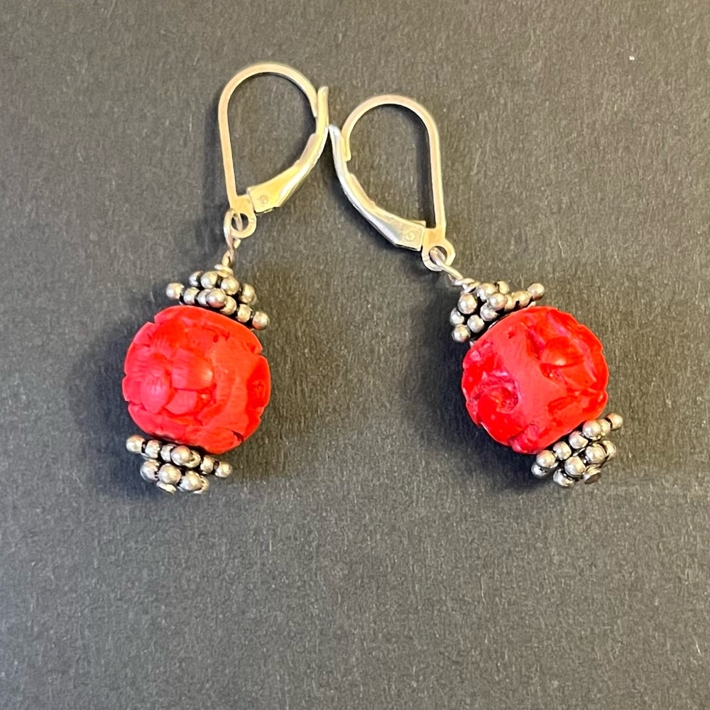 Cinnabar drop earrings